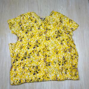 Woman Within Yellow Floral Cottagecore Garden Romantic Casual Summer Dress 3X